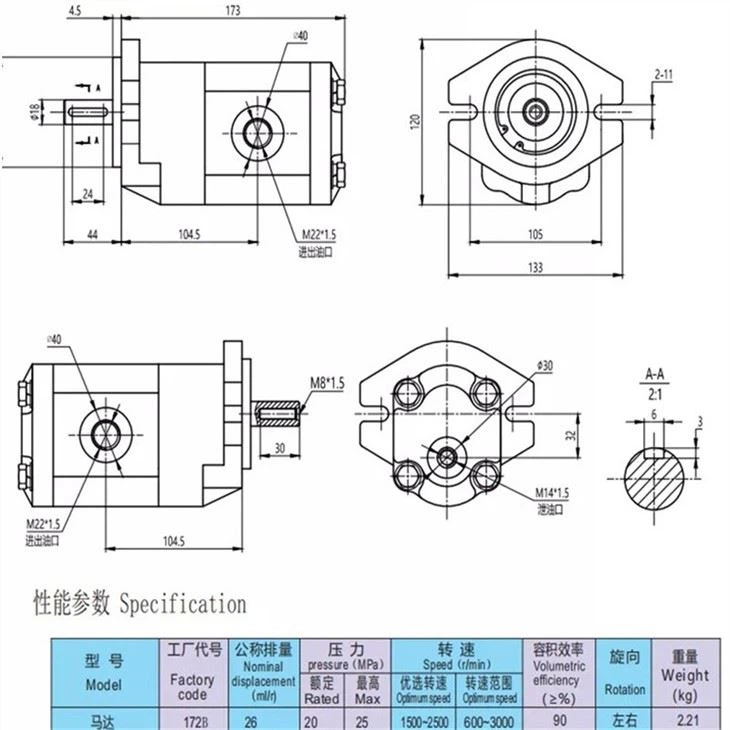 172B Motors Gear Oil Pump Hydraulic